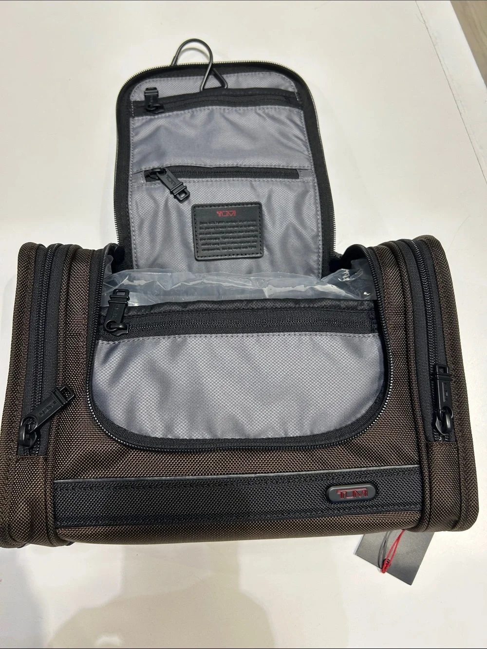 Tumi Brown Men's hanging Toiletry Bag with Black Trim